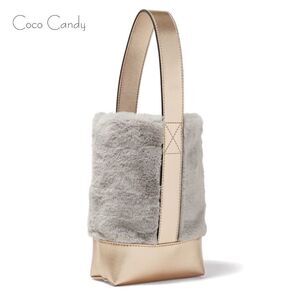 🆕Gary Faux Fur Rose Gold Handle Tote Bag